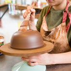 Hannah Staniforth at work in the YAS ceramics starter studio at Manor Oaks in Sheffield 2017